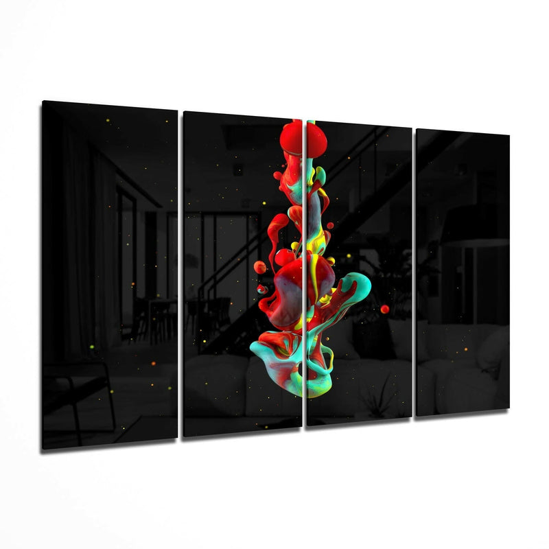 Color Mix 4 Pieces Mega Glass Wall Art (59"x36")