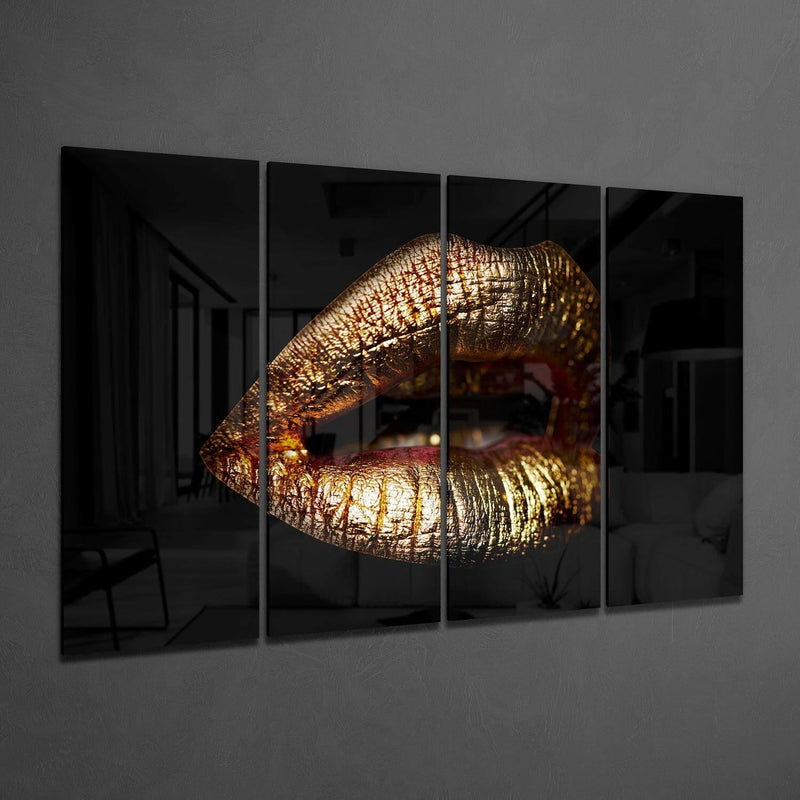 Lips 4 Pieces Mega Glass Wall Art (59"x36")