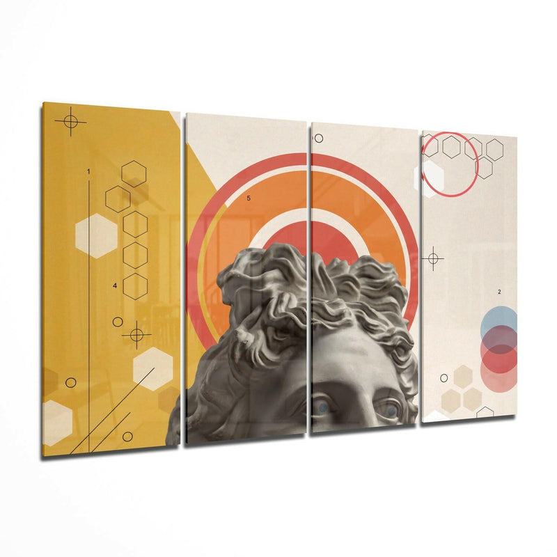 Thoughts of the Statue 4 Pieces Mega Glass Wall Art (59"x36")