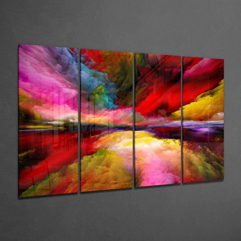 Colorful Clouds 4 Pieces Mega Glass Wall Art (59"x36")