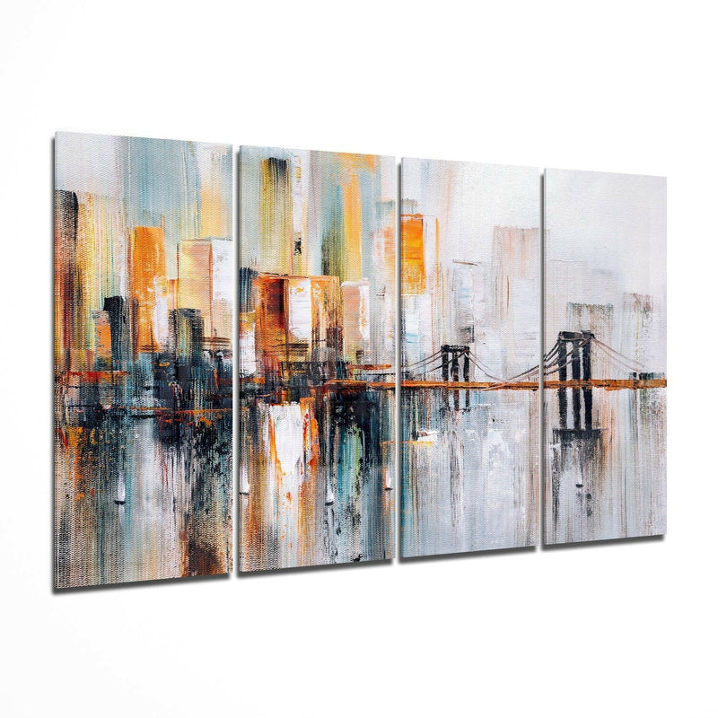 Manhattan Silhouette 4 Pieces Mega Glass Wall Art (59"x36")