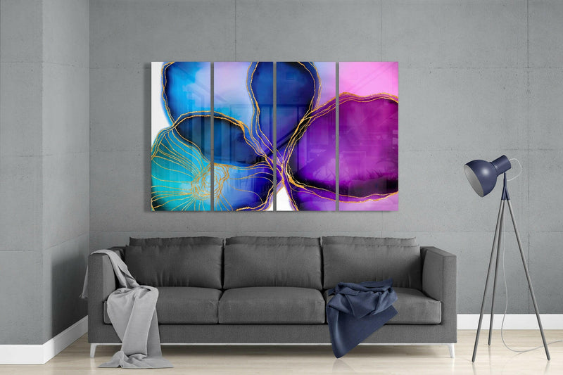 Flower Ink 4 Pieces Mega Glass Wall Art (59"x36")