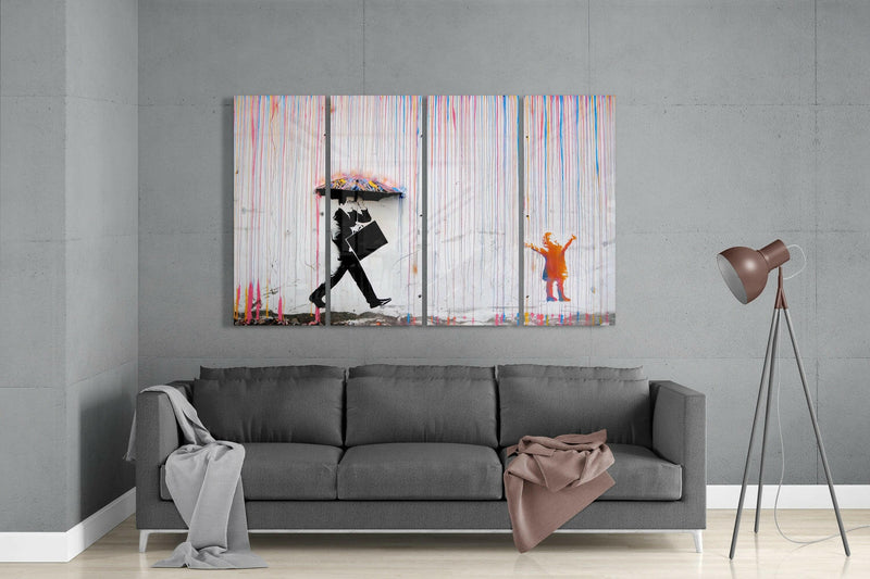 Banksy 4 Pieces Mega Glass Wall Art (59"x36")
