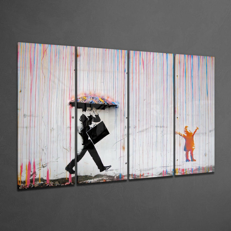 Banksy 4 Pieces Mega Glass Wall Art (59"x36")