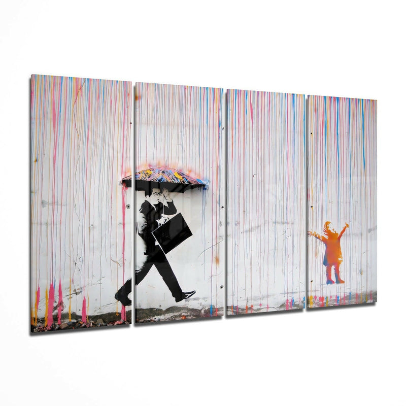 Banksy 4 Pieces Mega Glass Wall Art (59"x36")