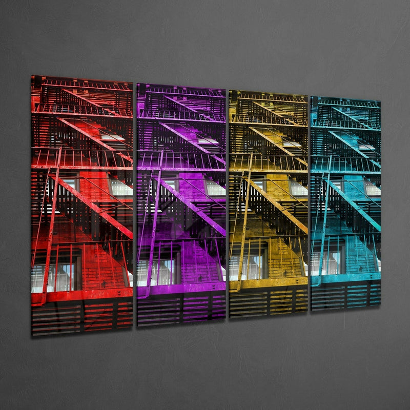 Stairs 4 Pieces Mega Glass Wall Art (59"x36")