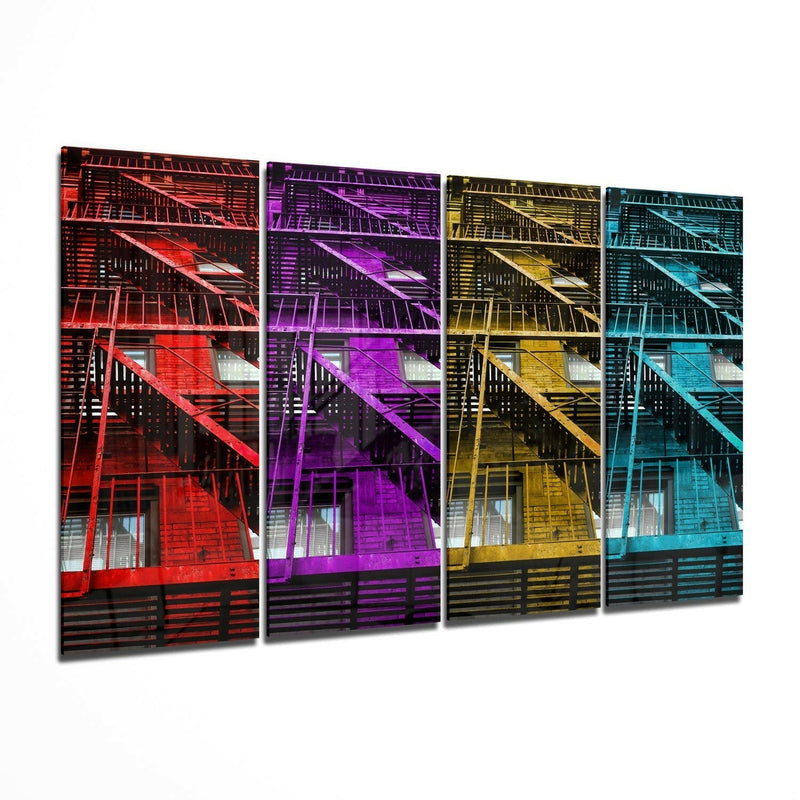 Stairs 4 Pieces Mega Glass Wall Art (59"x36")