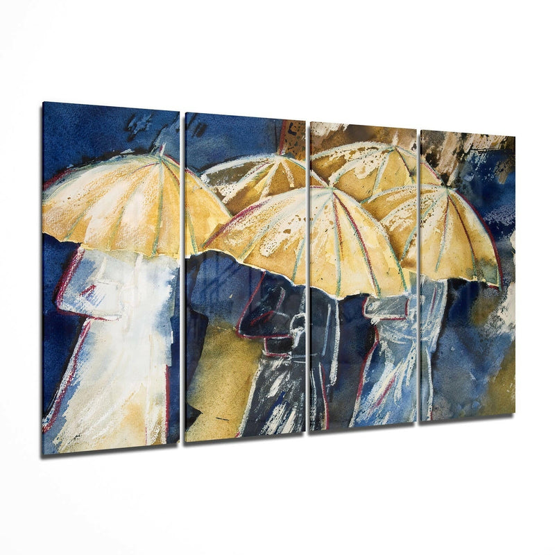 Umbrellas 4 Pieces Mega Glass Wall Art (59"x36")