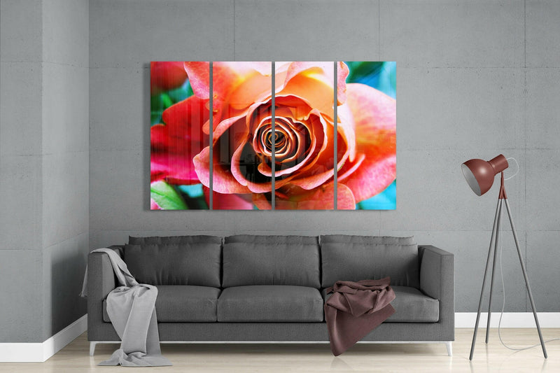 Rose 4 Pieces Mega Glass Wall Art (59"x36")