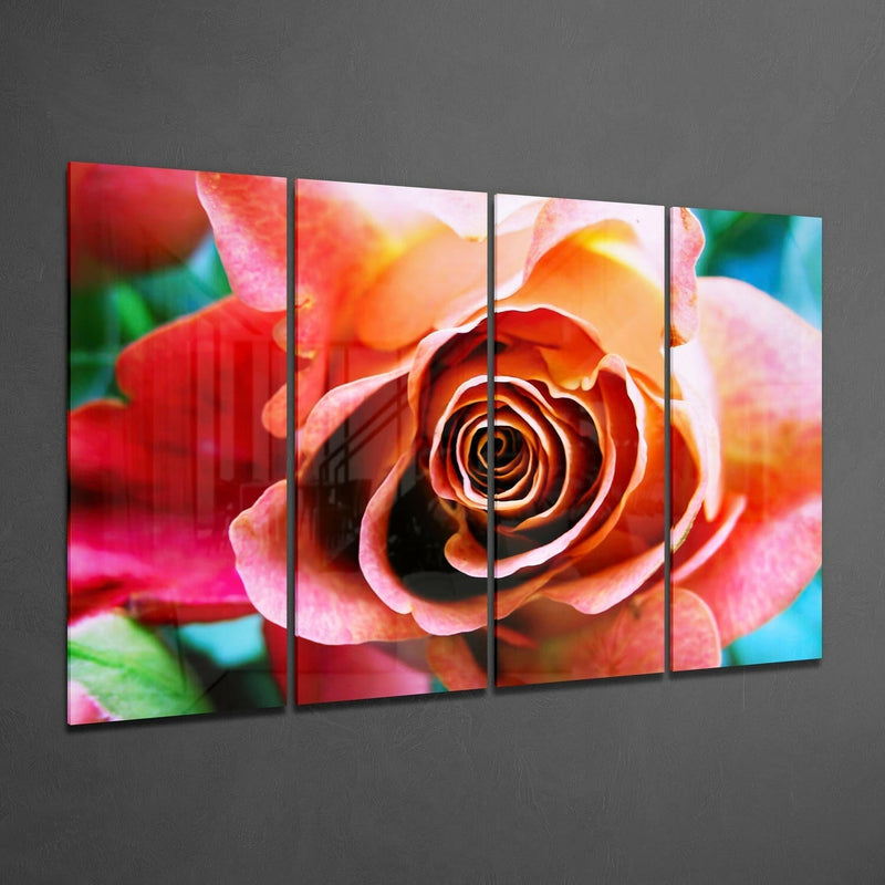 Rose 4 Pieces Mega Glass Wall Art (59"x36")