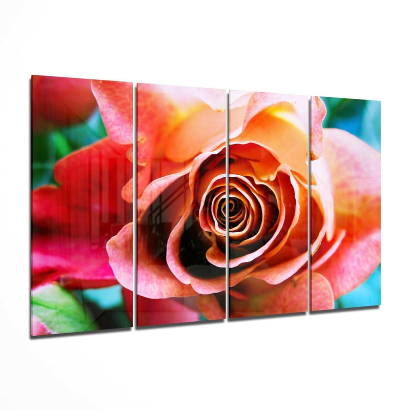Rose 4 Pieces Mega Glass Wall Art (59"x36")