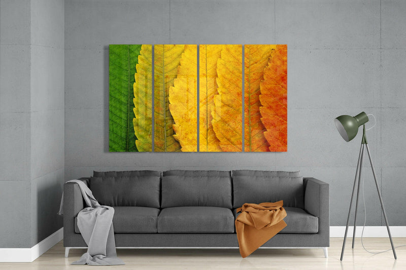 Autumn Leaves 4 Pieces Mega Glass Wall Art (59"x36")