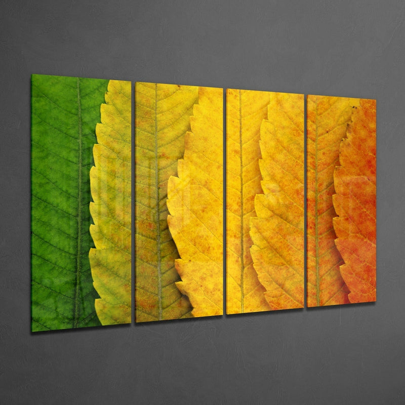 Autumn Leaves 4 Pieces Mega Glass Wall Art (59"x36")