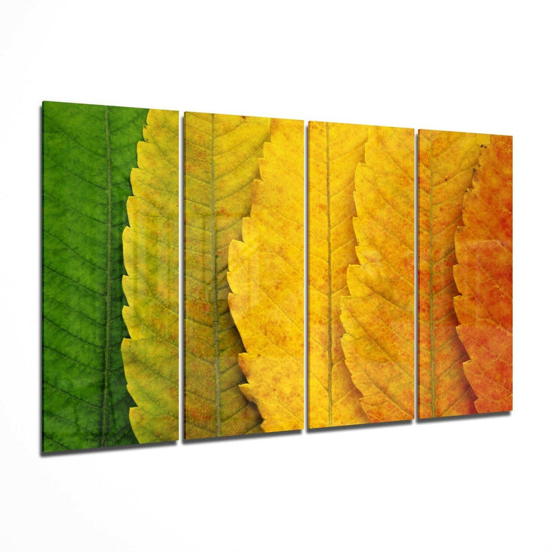 Autumn Leaves 4 Pieces Mega Glass Wall Art (59"x36")