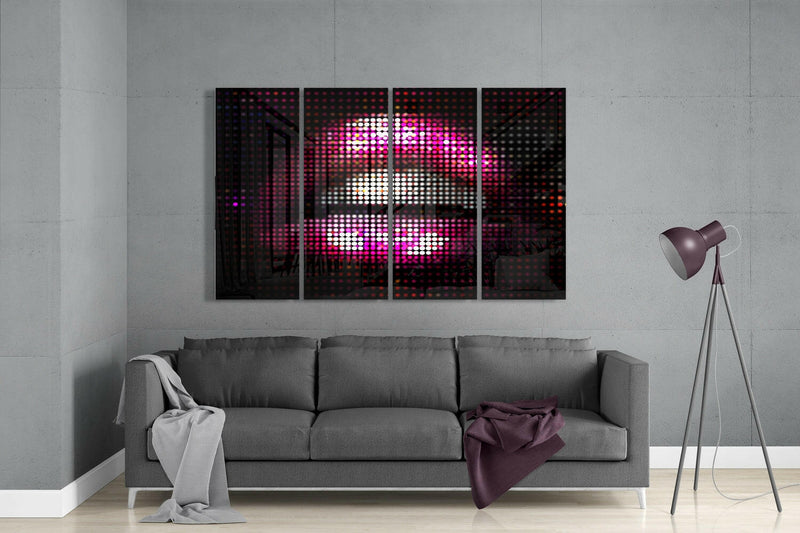 Lips 4 Pieces Mega Glass Wall Art (59"x36")