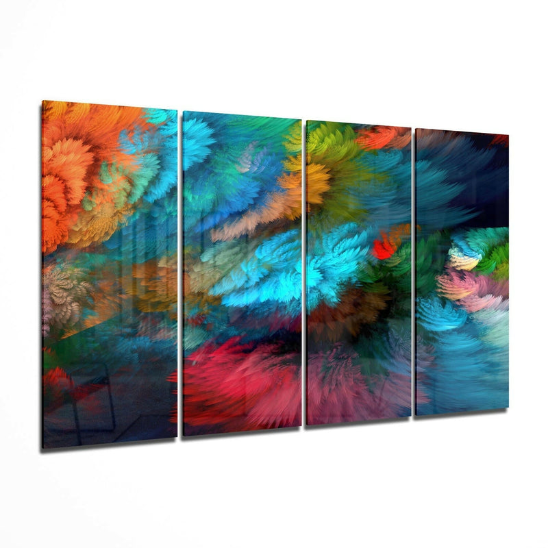 Colorful Touches 4 Pieces Mega Glass Wall Art (59"x36")