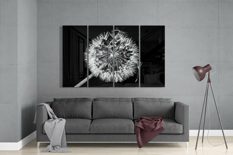 Dandelion 4 Pieces Mega Glass Wall Art (59"x36")