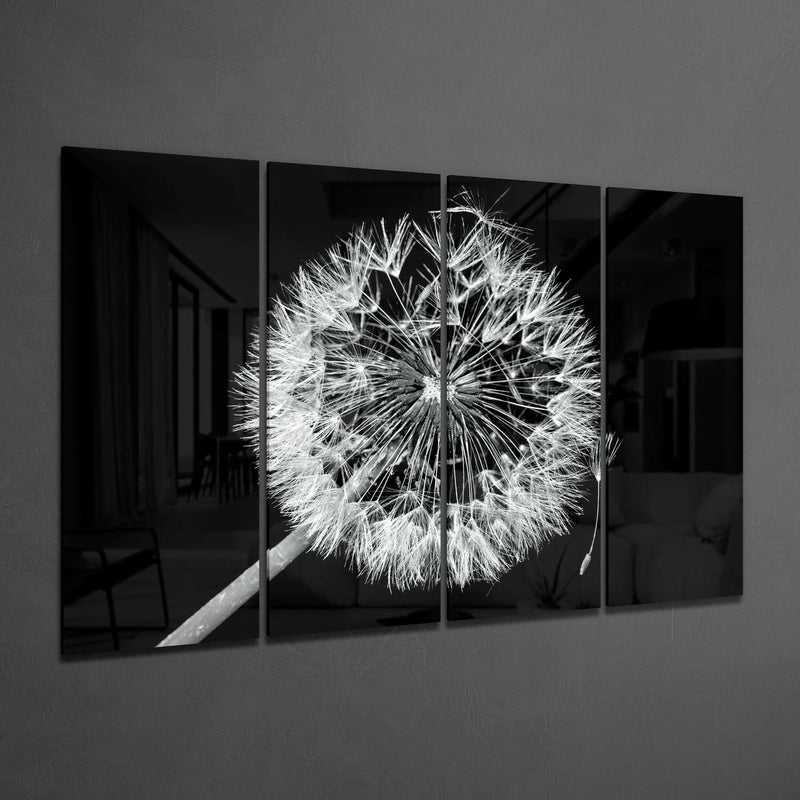 Dandelion 4 Pieces Mega Glass Wall Art (59"x36")