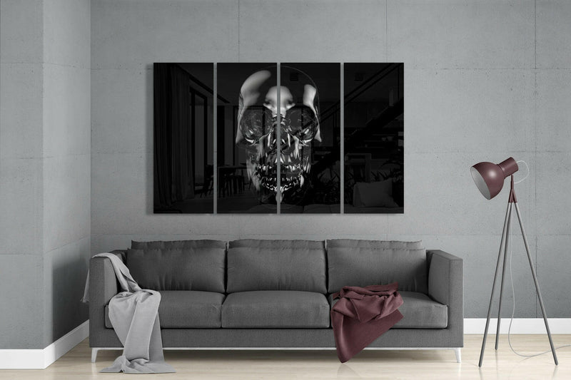 Skull 4 Pieces Mega Glass Wall Art (59"x36")
