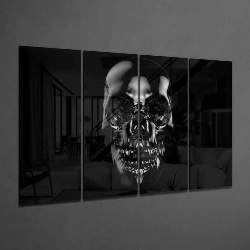Skull 4 Pieces Mega Glass Wall Art (59"x36")