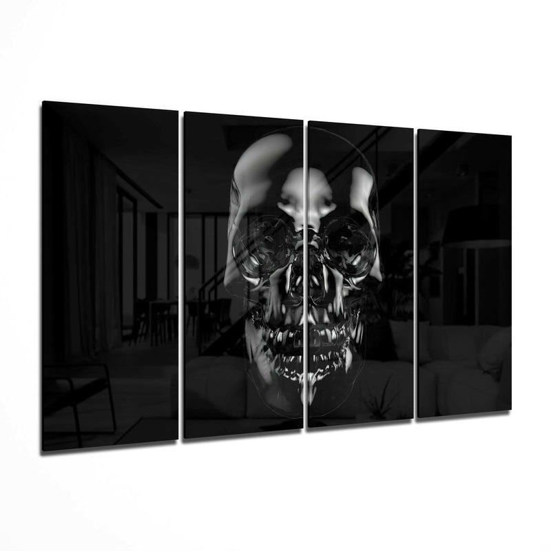 Skull 4 Pieces Mega Glass Wall Art (59"x36")
