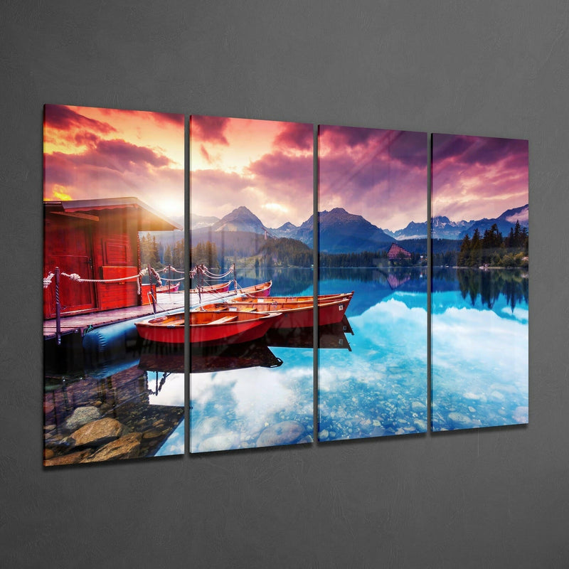 Sunset 4 Pieces Mega Glass Wall Art (59"x36")