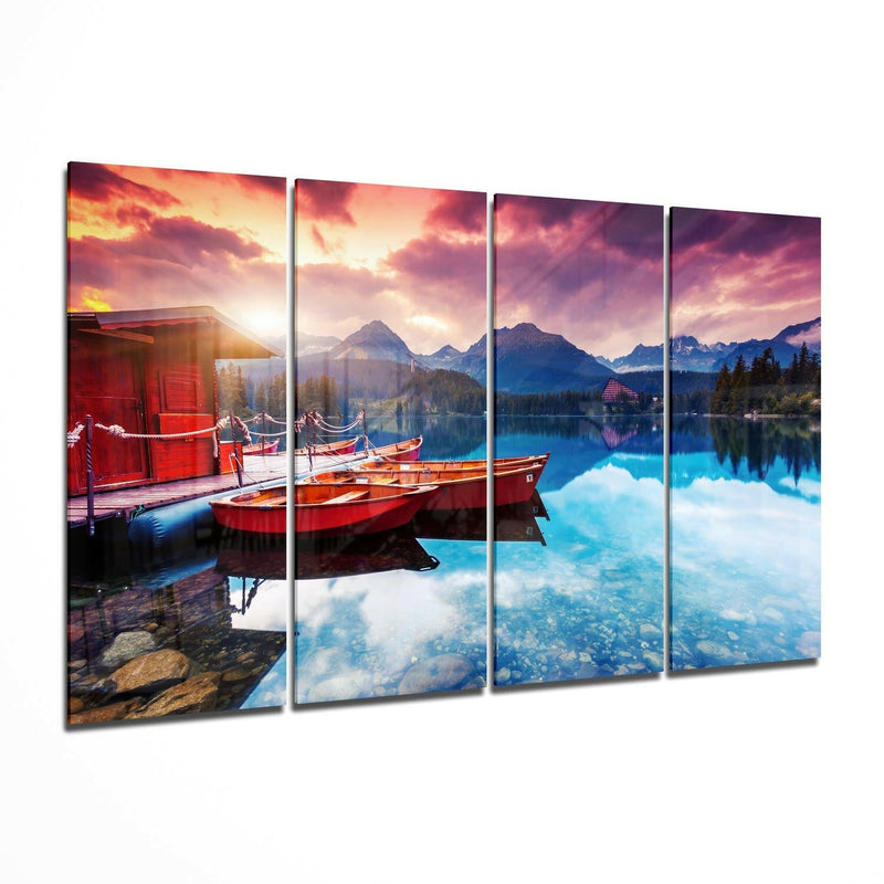 Sunset 4 Pieces Mega Glass Wall Art (59"x36")