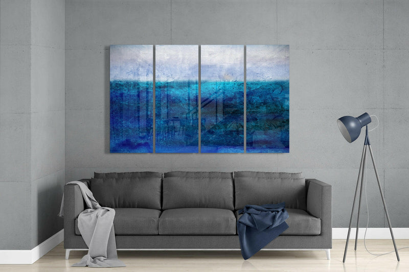 Blue Horizon 4 Pieces Mega Glass Wall Art (59"x36")