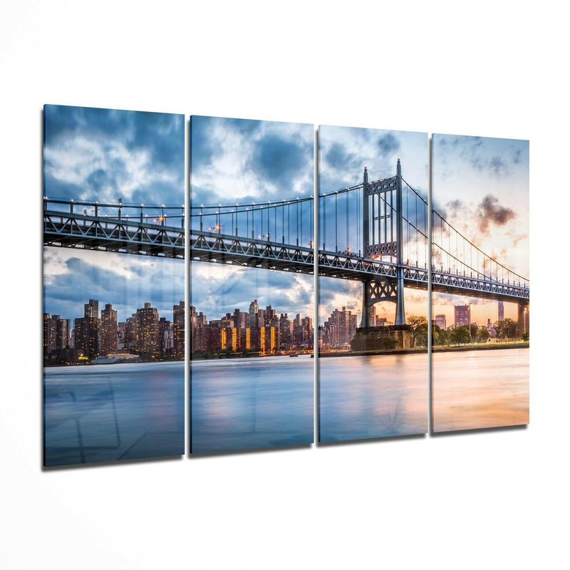 Sunset in Manhattan 4 Pieces Mega Glass Wall Art (59"x36")