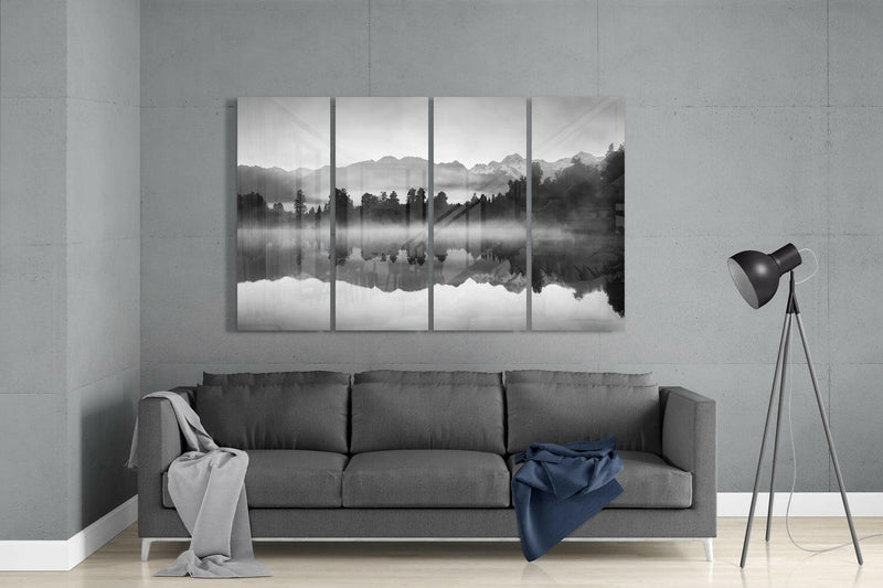 Foggy View 4 Pieces Mega Glass Wall Art (59"x36")