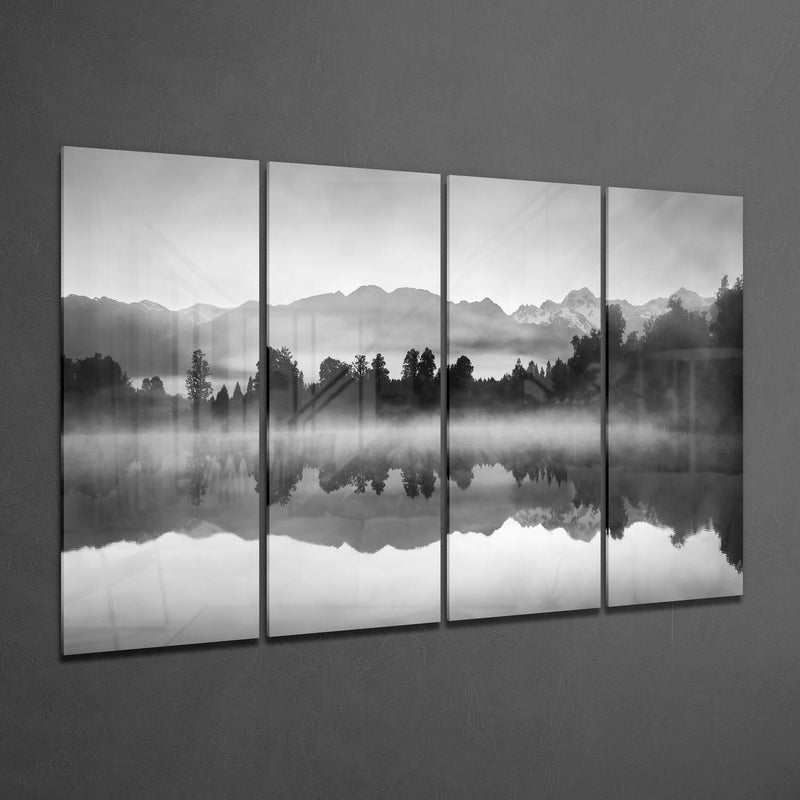 Foggy View 4 Pieces Mega Glass Wall Art (59"x36")
