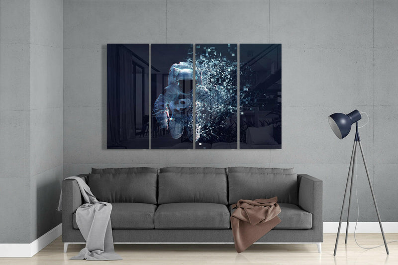 Astronaut  4 Pieces Mega Glass Wall Art (59"x36")