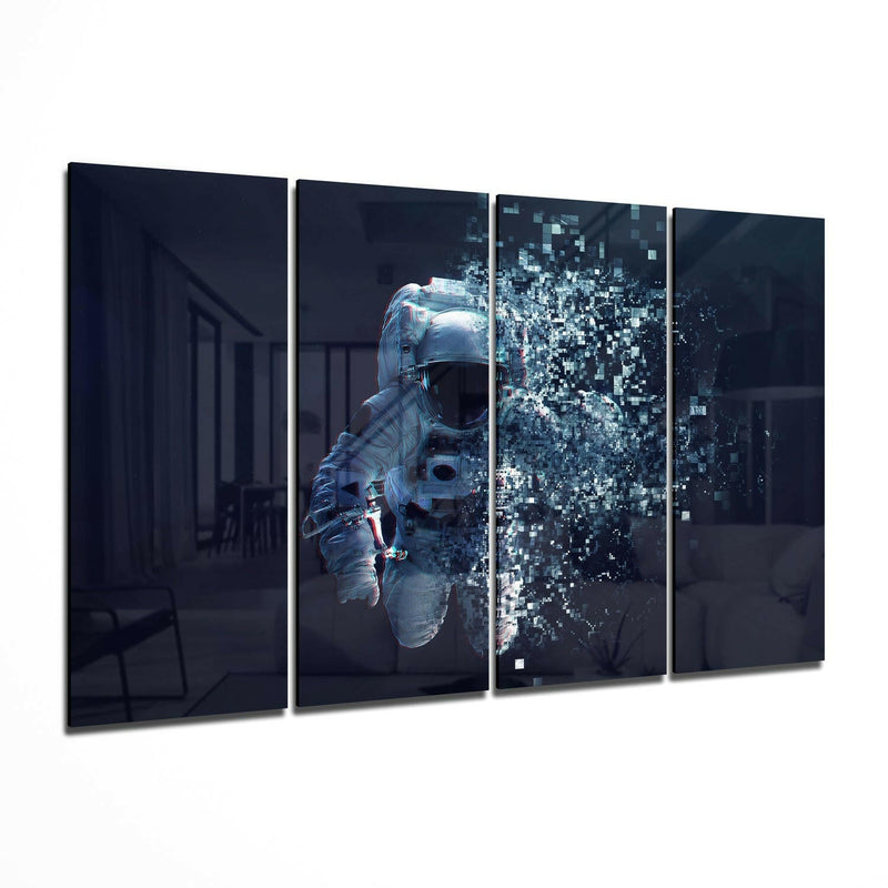 Astronaut  4 Pieces Mega Glass Wall Art (59"x36")
