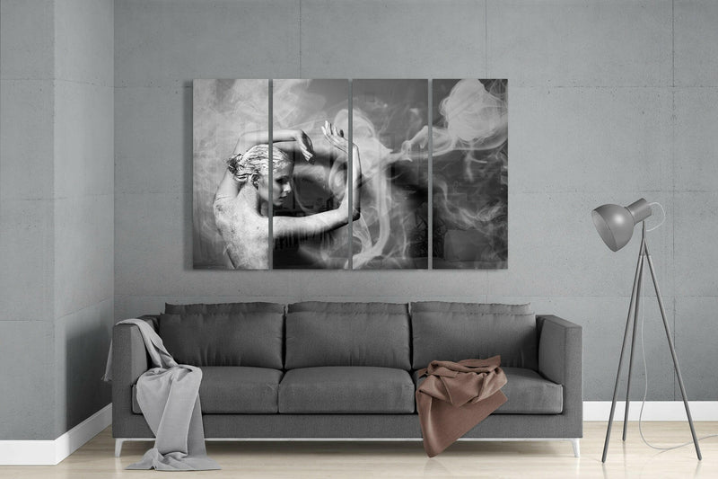 Dancing with Smoke 4 Pieces Mega Glass Wall Art (59"x36")