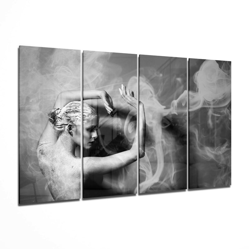 Dancing with Smoke 4 Pieces Mega Glass Wall Art (59"x36")