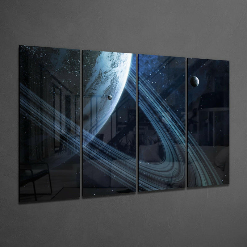 Saturn 4 Pieces Mega Glass Wall Art (59"x36")