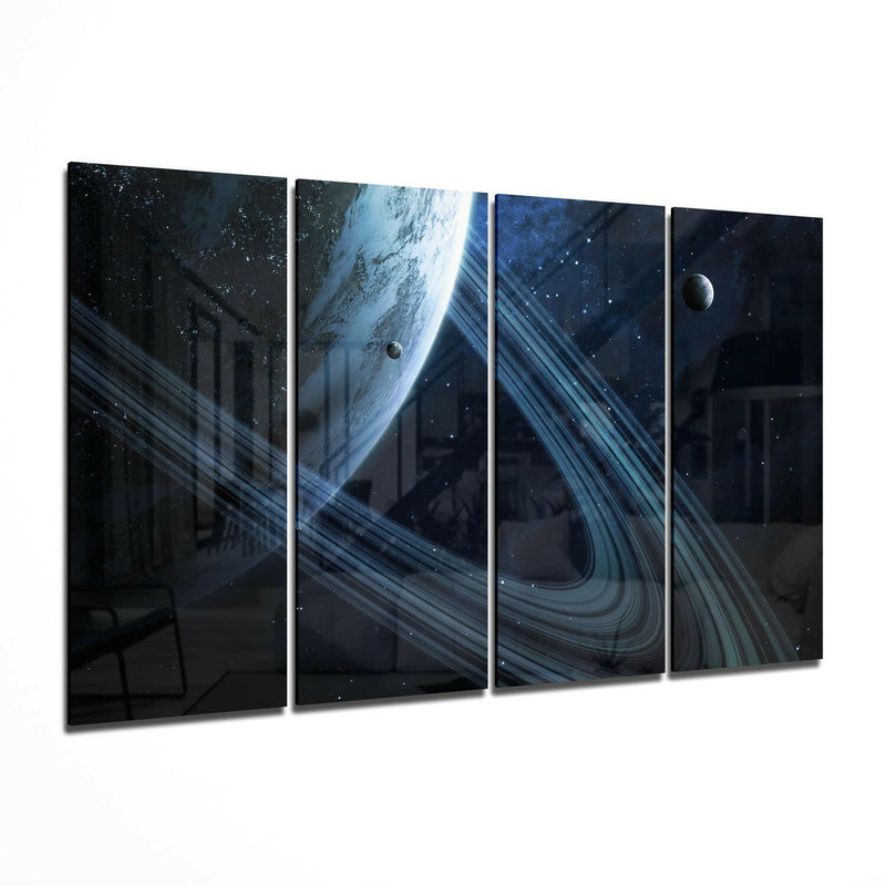 Saturn 4 Pieces Mega Glass Wall Art (59"x36")