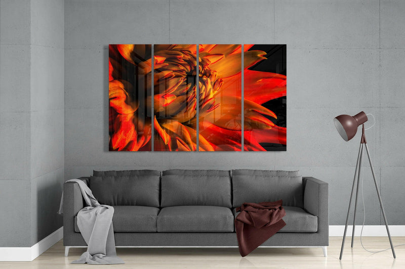 Gerbera Daisy 4 Pieces Mega Glass Wall Art (59"x36")