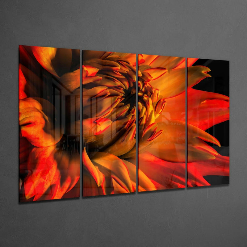 Gerbera Daisy 4 Pieces Mega Glass Wall Art (59"x36")
