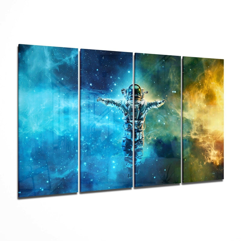 Astronaut  4 Pieces Mega Glass Wall Art (59"x36")