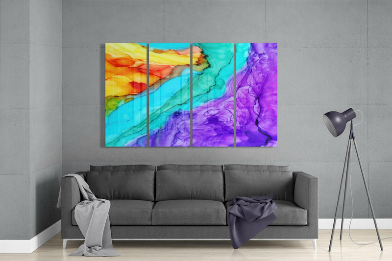 Colorful Steam 4 Pieces Mega Glass Wall Art (59"x36")