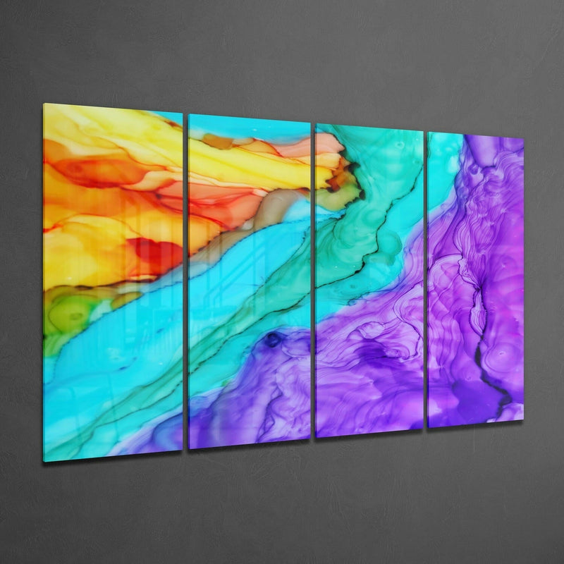 Colorful Steam 4 Pieces Mega Glass Wall Art (59"x36")