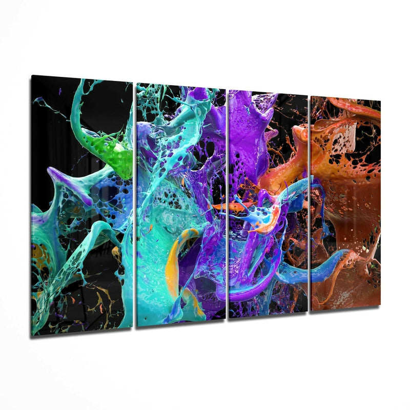 Mixing the Colors 4 Pieces Mega Glass Wall Art (59"x36")