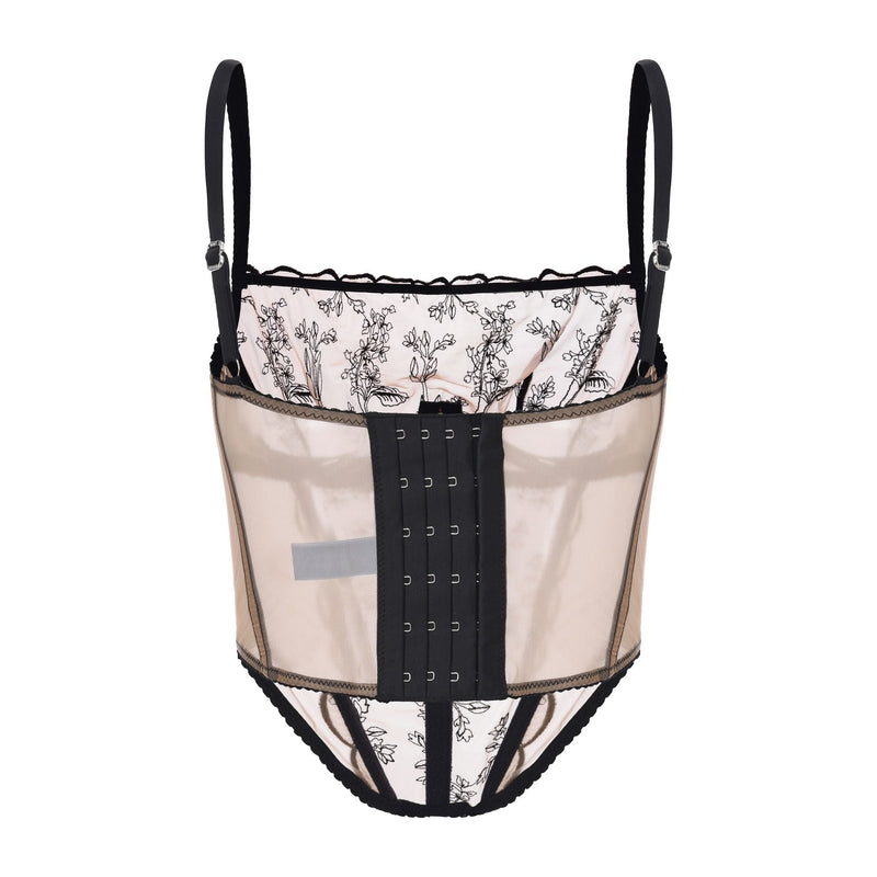 Kim High-Neck Embroidery Bustier on Jelly Fabric
