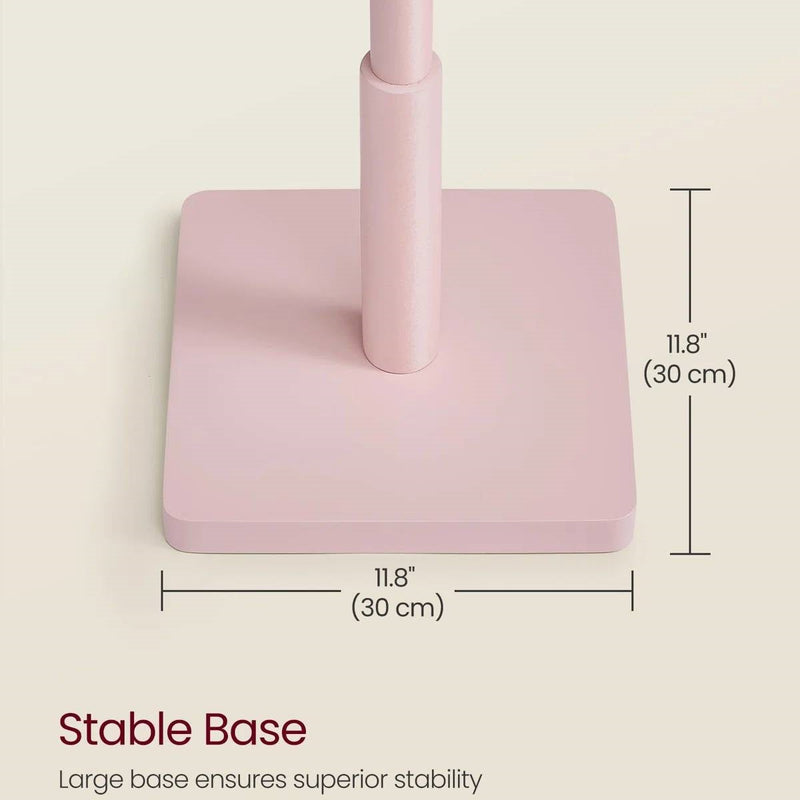 Modern Solid Wood Coat Rack Entryway Hall Tree Hat Stand in Pink