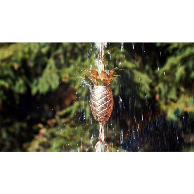 8.5 Ft. Copper Pineapple Rain Chain Gutter Downspout - Basin Not Included
