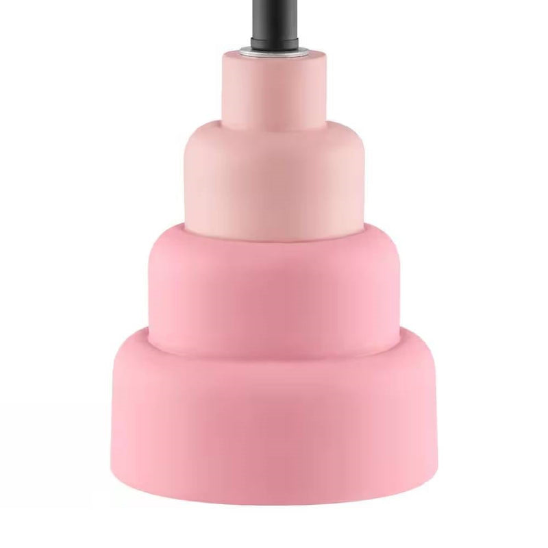 Small Pink Desk Light Table Lamp with White Fabric Shade for Bedside Nightstand