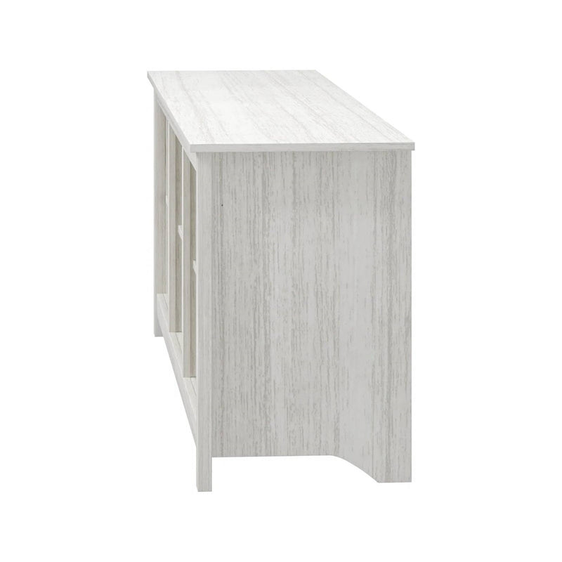Farmhouse TV Stand in White Wood Grain Finish - for TVs up to 70-inch