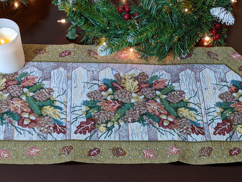 DaDa Bedding Rustic Floral Bouquet Lights Holiday Tapestry Dining Table Runner (6068)