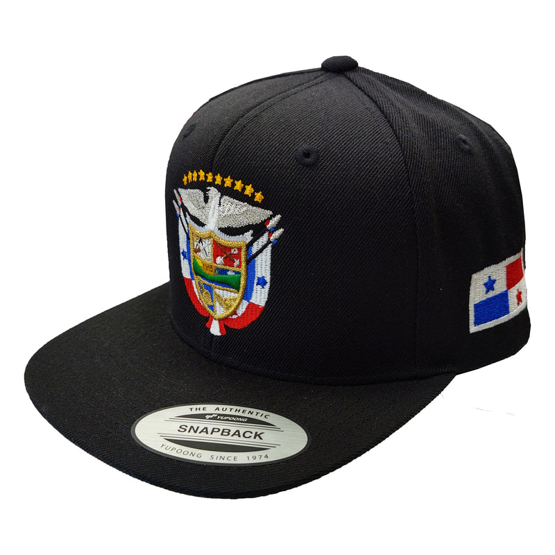 SnapBack Panama Hats with Embroidered Panama Shield and Flag